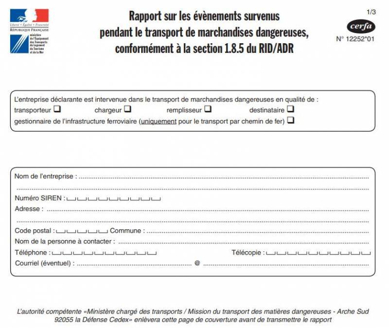 rapport accident conseiller sécurité